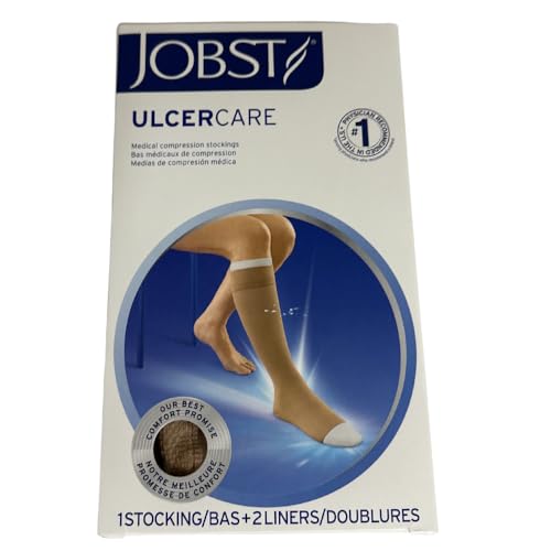 Image of Jobst 114534 UlcerCare Zippered Unisex Open Toe Knee Highs - Zipper- Right44; Size- 4X-Large with 2 Liners and 1 stocking