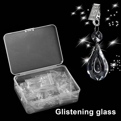AVLA 16 Pack Tablecloth Weights Kit, Crystal Table Cover Pendants with Metal Clip Clamps, Glass Heavy Teardrop Prisms Table Cloth Hangers for Decoration, Outdoor Picnic, Family Dinner Party, Garden