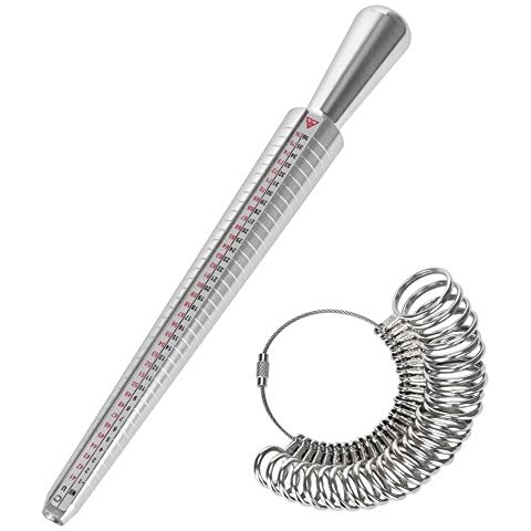 Towinle Ringgrössenmesser Ringstock Ringmaß Dorn Set Ring Messgerät aus Metall Ring Werkzeug mit 4 Größe Cover