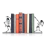 Gothic Dancing Skull Bookends – Metal Unique Skeleton Shelf Decor for Halloween, Gothic Furniture & Bookshelves | Spooky Book Supports with Black Vein Finish (2PCs)