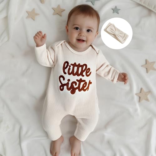 Infant Baby Girl Fall Outfit Sweatshirt Romper Little Sister Lil Sis Long Sleeve Jumpsuit Onesie Newborn Winter Clothes4