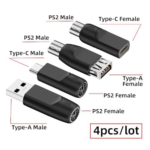 Adaptador USB-C a PS/2 Cablecc, pack de 4 piezas miniatura 6
