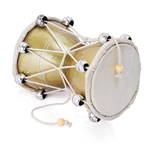 Hand Percussion Handmade Colourful Lord Shiva Damaru Dumroo Damroo for Kids Indian Classical Instrument Made of Wood & Leather in Multicolour Pattern Musical Instruments for kids
