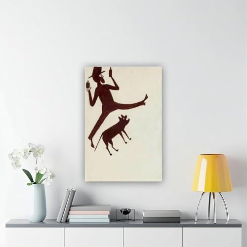 Toile Bill Traylor Man Drinking With Dog 61x91cm pour déco murale bureau
