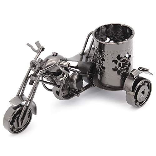 Hooshion Vintage Motorcycle Model Pen Holder, Metal Desktop Decorative Pen Holder, Creative Office Desktop Ornaments, Vintage Motorcycle Model Pen Stand For Office Home, Black
