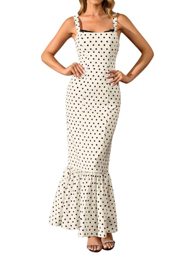 HTZMO Women Casual Summer Floral Maxi Dress Square Neck Boho Wedd...