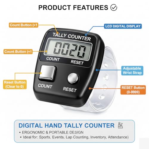 Image of Aim Emporium Mini Hand Tally Counter /Jaap Counter /Digital Tasbeeh Counter Pack of 2 Color Multi.