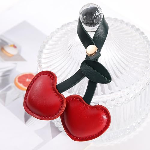 Brown Bear Bag Charm,2PCS Cute Leather Charms for Handbags Bag, Backpack, Car,Cherry PU Key Bag Accessories Charms Gift for Girls Women.2