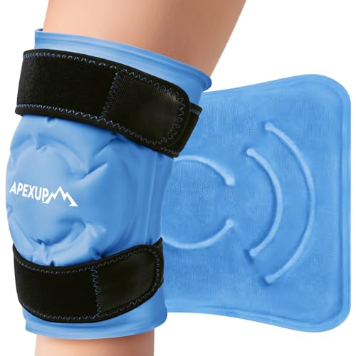apexup ice pack for knee pain relief large reusable wrap after surgery flexible gel cold pack for injuries pain relief for back shoulder elbow ankle and leg blue l 1pk