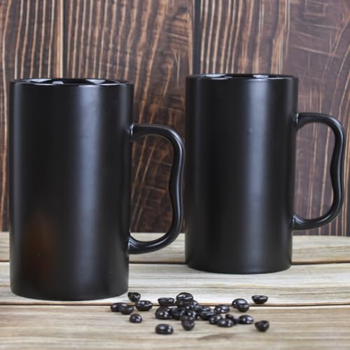 Mugs cerámicos grandes 20 oz set x2 color negro miniatura 2