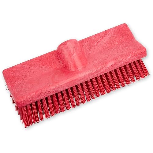 Image of SPARTA 40423EC05 Plastic Floor Scrub Brush, Wall Brush, Equipment Brush With Nonabsorbent Bristles For Industrial Kitchens, Hospitals, Commercial Cleaning, 10 Inches, Red, (Pack of 2)