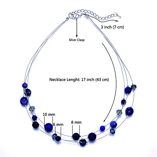 PEARL&CLUB Crystal Layered Statement Necklace For Women - Choker Necklace with Chunky Silver Chain, Birthday Gifts For Women3