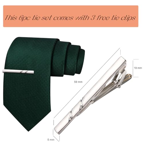 Image of Barry.Wang 6 PCS Men Ties Set Silk Business Fashion Woven Necktie Handkerchief Cufflinks Paisley Stripe Wedding Party