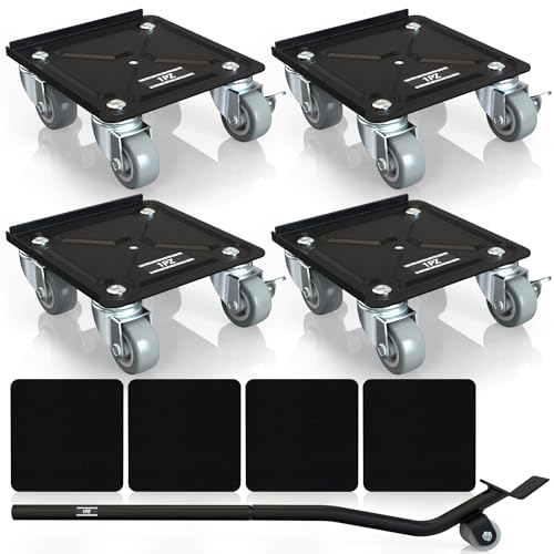 1PZ UKG-001 4 Pack of 4 Wheel Heavy Duty Movement Set,Furniture Moving Dolly 350KG Load Capacity,360° Rotation Moving Wheels,Furniture Jack & Pads for Heavy Furniture
