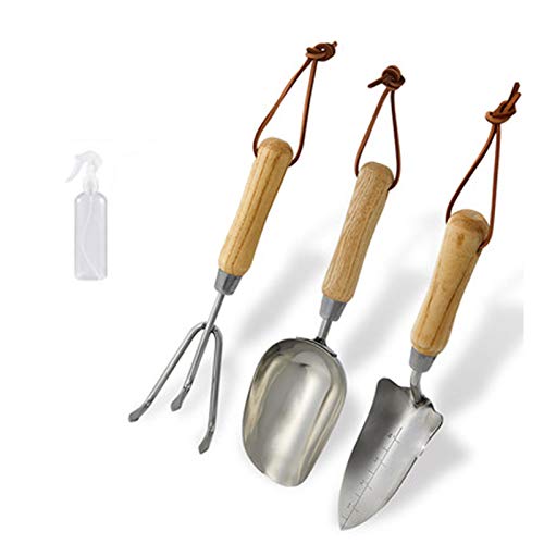 Preisvergleich Produktbild RATIO Gartenwerkzeug-Set Gartenschaufel Edelstahl verdickt Gartenarbeit Blume Holzgriff Werkzeug Haushalt Meer Set Outdoor Graben Kleine Schaufel Gr. Einheitsgröße, Silberweiß1