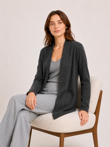 Image of State Cashmere Lightweight Mid-Thigh Cashmere Cardigan 100% Pure Cashmere Sweater Cashmere Wraps for Women