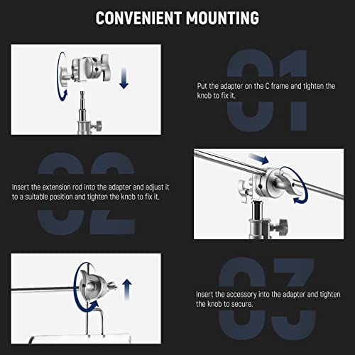 Image of NEEWER Multi Functional Heavy Duty 2.5-inch Grip Head Swivel Head Holder Mounting Adapter for Light Stand, Extension Boom Arm and Other Photographic Equipment with 1 /2,1 /4,3 /8,5 /8-inch Mount (Silver)