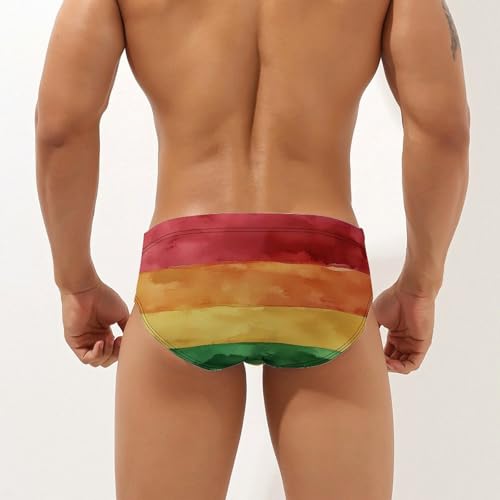 Watercolor LGBT Rainbow Flag Men's Swim Brief Sexy Bikini Swimwear Swimsuit Trunks Bathing Suits2
