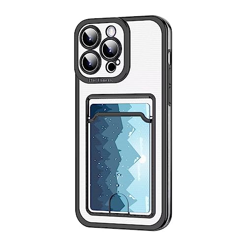 Rnrieyta Miagon Case for iPhone 14 Pro,Clear Slim Cover Soft Electroplated Wallet Case Bag Cover Transparent Back Card Slot Holder Shockproof Women Girls Bumper