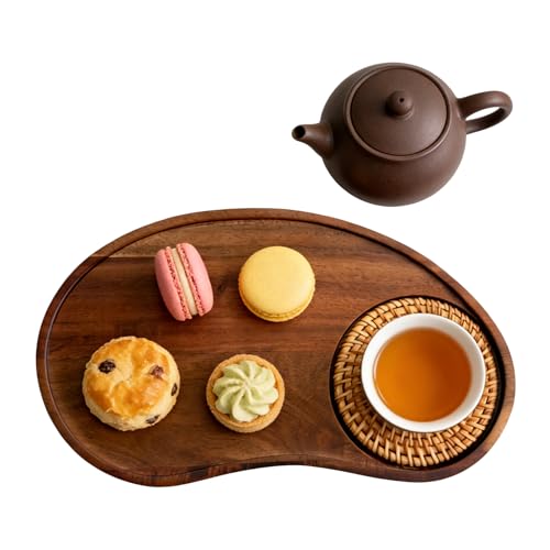 Bandeja De Servicio | Tablas de Servir Decorativas Portátiles de Madera,Bandeja de Desayuno - para Hogar Sala de Estar Mesas Desayuno Almuerzo Patio Aperitivos Fiesta y Té de la Tarde