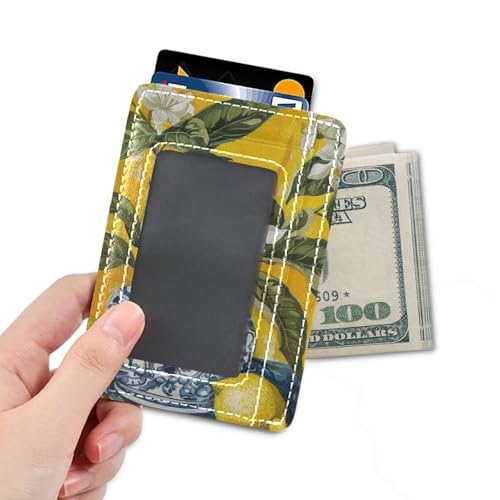 Lemons Safari leather slim card wallet with money clip RFID Blocking wallet card holder for Men and Women4