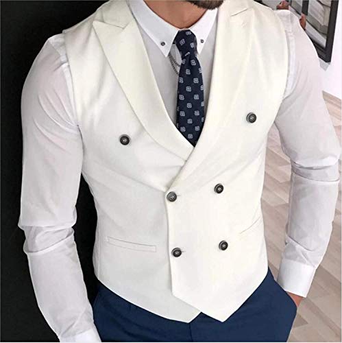Mens Formal Double Breasted Vest Tweed Shawl Lapel Suit Waistcoat2