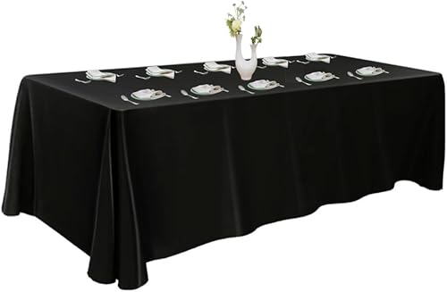 Mantel negro para mesas rectangulares de 8 pies + con capacidad para 8-10 personas, manteles de mesa de tela para fiestas de 8 a 10 sillas, manteles Mantel negro para mesas rectangulares de 8 pies + con capacidad para 8-10 personas, manteles de mesa de tela para fiestas de 8 a 10 sillas, manteles