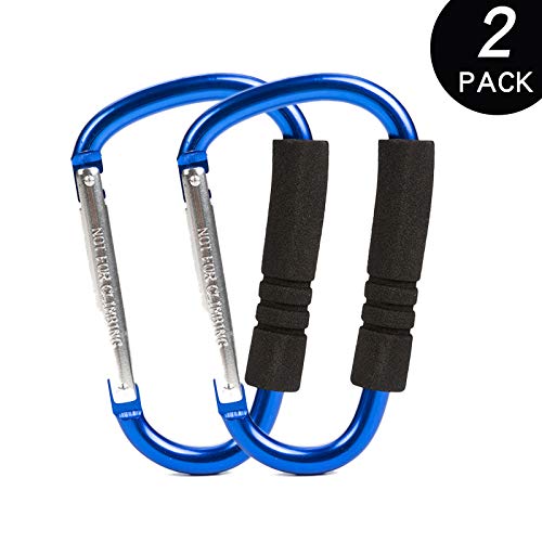 Funbliss Stroller Hooks by Baby,2 Pack Convenient Organizer Hook Bag Clips to Diaper Bags Clothing,Purses,Groceries,Great Hook Set for Mommy When Walking or Shopping(Bule)