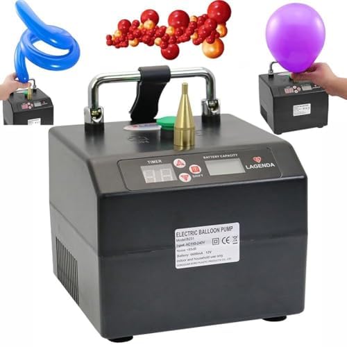 Bomba de globo de aire eléctrico, bomba de globo eléctrica portátil de 120 W con pantalla digital, bomba de aire del balón de globo inflador con batería de temporizador para la decoración de eventos