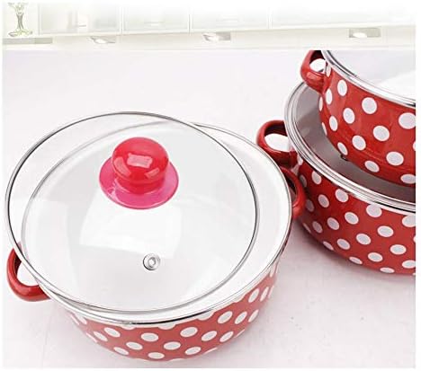 Miniatura 4 de ZCGDP - Olla esmaltada para leche cuenco esmaltado cuenco de comida para bebé cuenco para orejas cuenco de arroz de dibujos animados con tapa olla