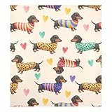 Cute Dachshund Dogs Magnetic Dishwasher Cover Sticker, Removable Fridge Door Panel Decal for Kitchen Appliance Decoration, 23 x 26 inch