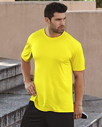 Miracle(Tm) Neon Compression High Visiblity T Shirt - Wicking Short Sleeve Men Compression Shirt Yellow (L)