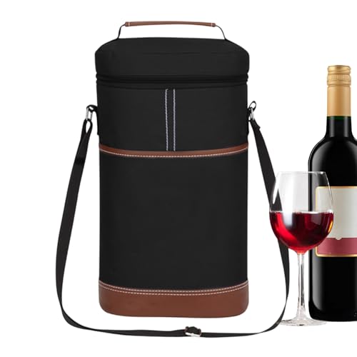 Bolsas para botellas de vino para camping, pícnic y excursiones al aire libre en negro