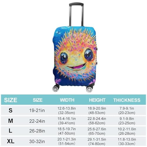 Funny Puffer Fish Luggage Covers Washable Travel Suitcase Cover Elastic Baggage Protector2