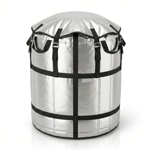 Drumstone 10 𝒀𝒆𝒂𝒓𝒔 𝑾𝒂𝒓𝒓𝒂𝒏𝒕𝒚 1000 Litre Overhead Water Tank Cover UV Protected Waterproof Dustproof Heavy Duty Silver Tank Cover for Outdoor Heat Protection Anti Algae Storage Cover