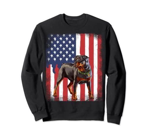 American USA Flag Rottweiler Dog Lover 4th Of July Felpa