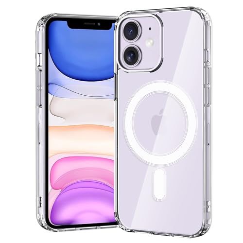 gueche für iPhone 11 Hülle Kompatibel mit MagSafe Schutz nach Militärstandard [Anti-Vergilbung] Stoßfest Magnetisch Handyhülle iPhone 11 Case- Durchsichtig