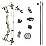 Archery Dragon X8 Compound Bow and Arrow Kit with All Accessory for Adults and Teens 18-31 Inch Adjustable Draw Weight 0-60 Lbs (camo)