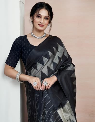 Image of SIRIL Women's Cotton Printed Saree With Unstitched Blouse Piece