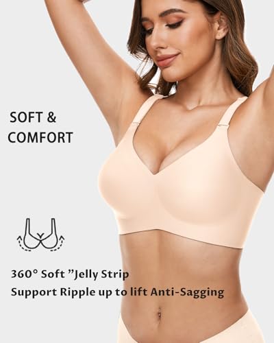 V Neck Wireless Bras for Women No Underwire Lightly Lift Womens Bras Soft Comfort Seamless Bralettes3