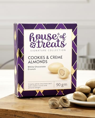 Image of HyperFoods Rakhi with chocolate for brother Chocolate gift hamper Rakhi gift for brother Chocolates gift box Chocolates box Cookies & Creme Almonds Dragees 90g