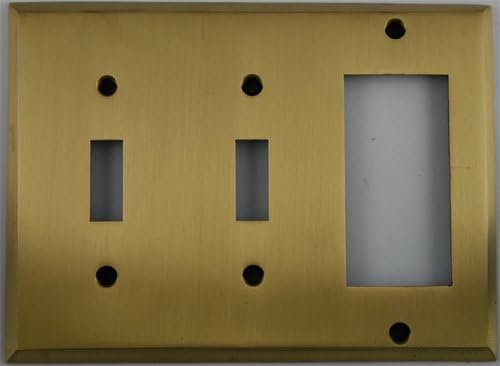 Antique Brass 3 Gang Wall Plate - 2 Toggle Switches 1 GFI/Rocker Opening