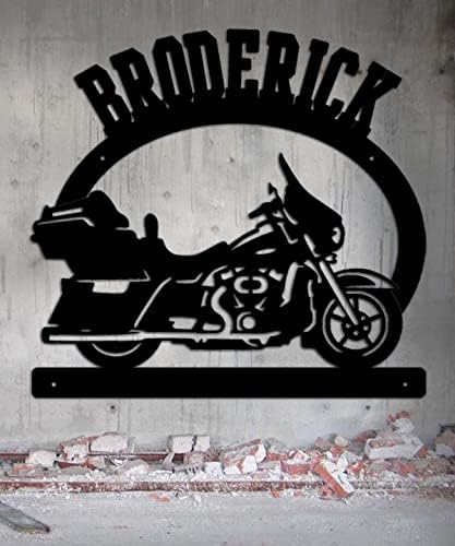 Motorcycle Custom Name Sign - Road Bike - Custom Metal Sign - Personalized - Outdoor Metal Art-Steel - Large 23 x 21.50 - Handmade USA Gift