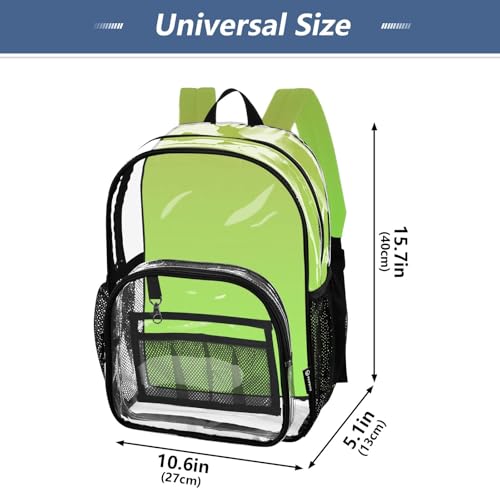 Clear Backpack Women Cute Avocado Green Fresh Leaves Gradient Boys Backpacks for Girls See through Approved Bag4