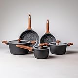 Jogo de Panelas Antiaderente 5 Peças MTA Titanium | Alumínio Injetado 5mm | Revestimento Cerâmico Premium | Compatível com Indução | Cabos Egonômicos Soft-Touch e Tampas de Vidro | Cozinha Completa