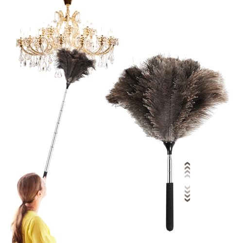 KWJEIULSOQ Feather Duster Extendable 35-110cm Ostrich Feather Dusters For Cleaning, Long Duster For High Ceilings,Lamps, Cabinets, Furniture