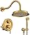 Wintap Antique Rainfall Shower System Bathroom Luxury Rain Mixer Shower Faucet Set with Pressure Balance Valve, Shower Combo Set with Rain Shower Head and Vintage Handheld Spray 9 inch Brushed Gold