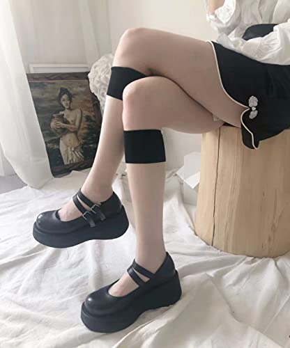 Image of Ulalaza Women Mary Jane Dress Pumps Lolita Shoes Cute Platform Gothic Double Ankle Strap Round Toe Chunky Heel Uniform Pumps Shoes Perfect for School Party Business Work Dance Date Night Club