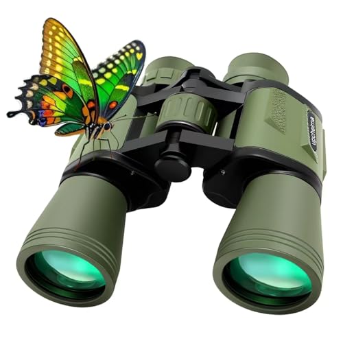 20x50 High Zoom Adult Binoculars High Power with Phone Adapter, Low Light Night Vision, Lightweight & Portable for Bird Watching, Hunting, Stargazing(Green)