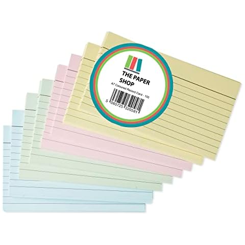 Revision Cards 5x3 Coloured Record Cards FlashCards Ruled (5"x 3") 127mm x 76mm Blank Flash Cards Index Cards (100) Cover